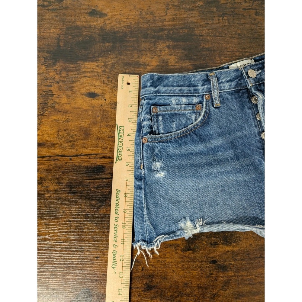 Agolde Parker Denim Shorts Vintage Blue Cut Off High Rise Distressed Size 26 - Picture 9 of 13